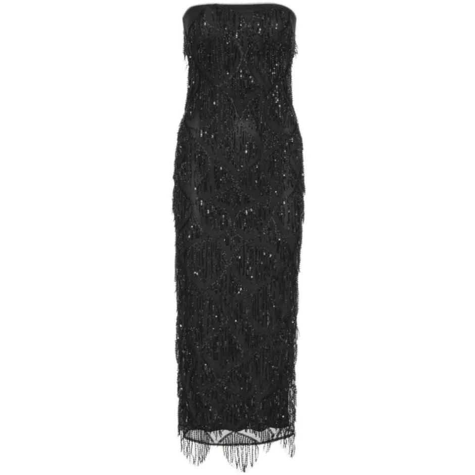 Outlet Paillet Tube Kjole med Frynser Dame Kjoler