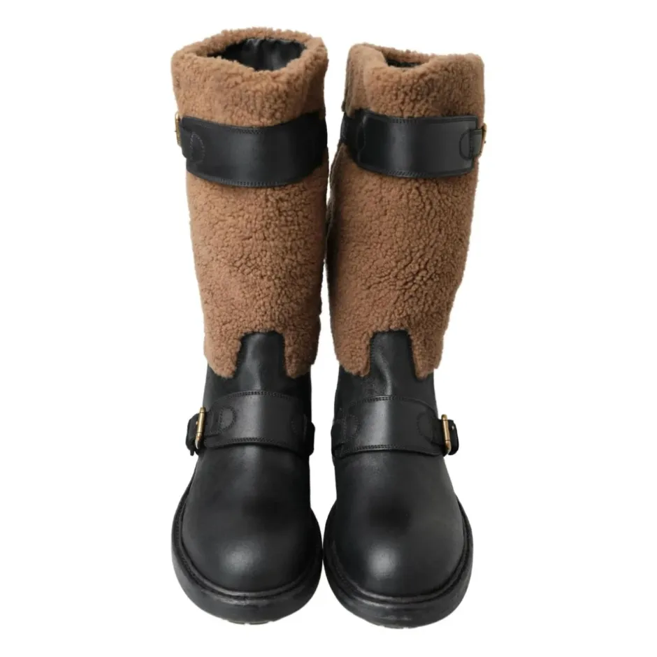 Sale Sort Shearling Motorcykelstøvler Vinterstøvler