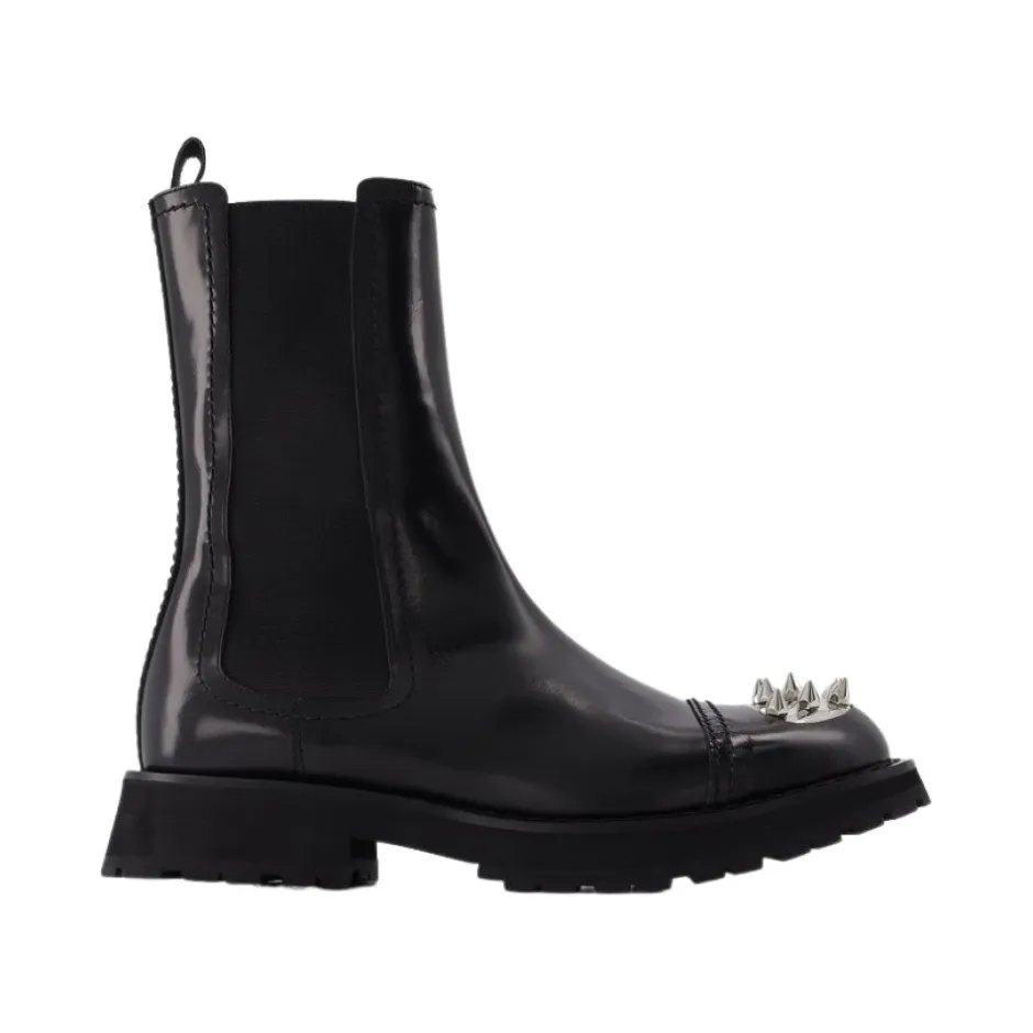 e Læderstøvler med Nitter Chelsea Boots|Støvler