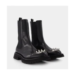 e Læderstøvler med Nitter Chelsea Boots|Støvler