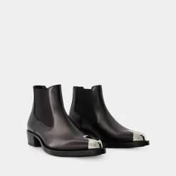 Online /Sølv Læder Chelsea Støvler Chelsea Boots|Støvler