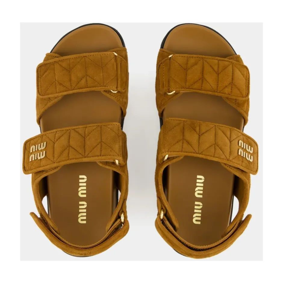 Best Sporty Matelassé Nappa Lædersandaler Dame Sandaler