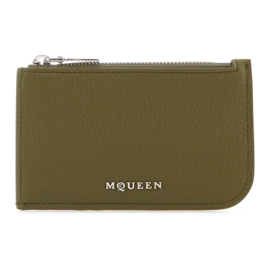 Clearance Stilfuld Army Green Læderkortholder Punge & Kortholder