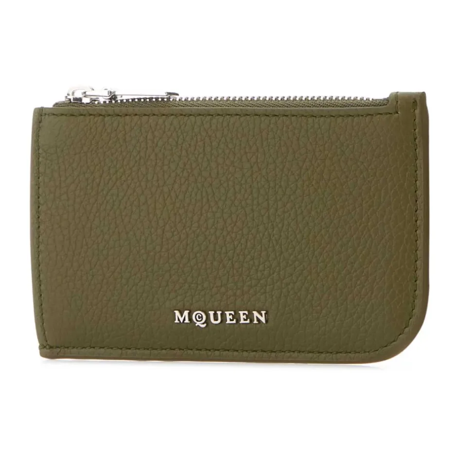Clearance Stilfuld Army Green Læderkortholder Punge & Kortholder