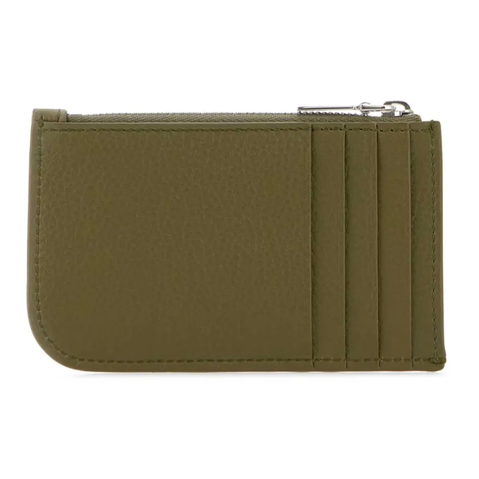 Clearance Stilfuld Army Green Læderkortholder Punge & Kortholder