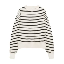 Clearance Stribet Crew Neck Sweatshirt Dame Sweatshirts