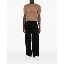 Discount Stribet T-shirt i strik med rund hals Strik