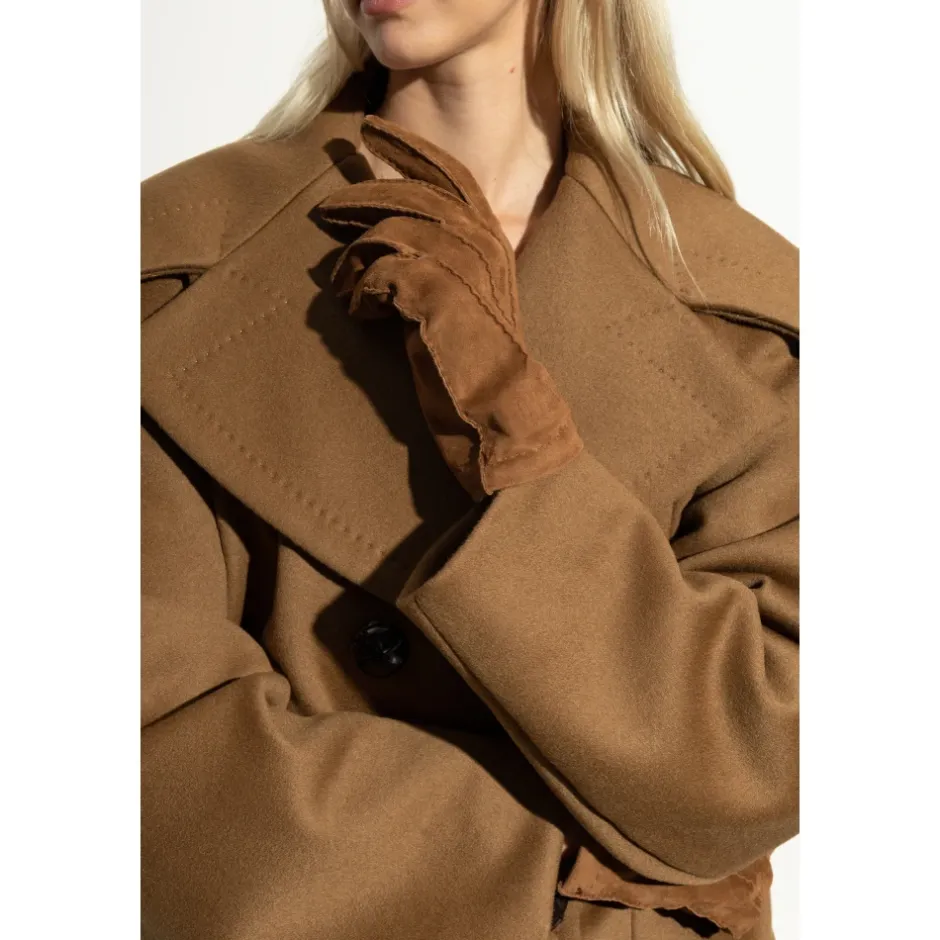 Suede handsker med broderet logo Dame Handsker|Handsker