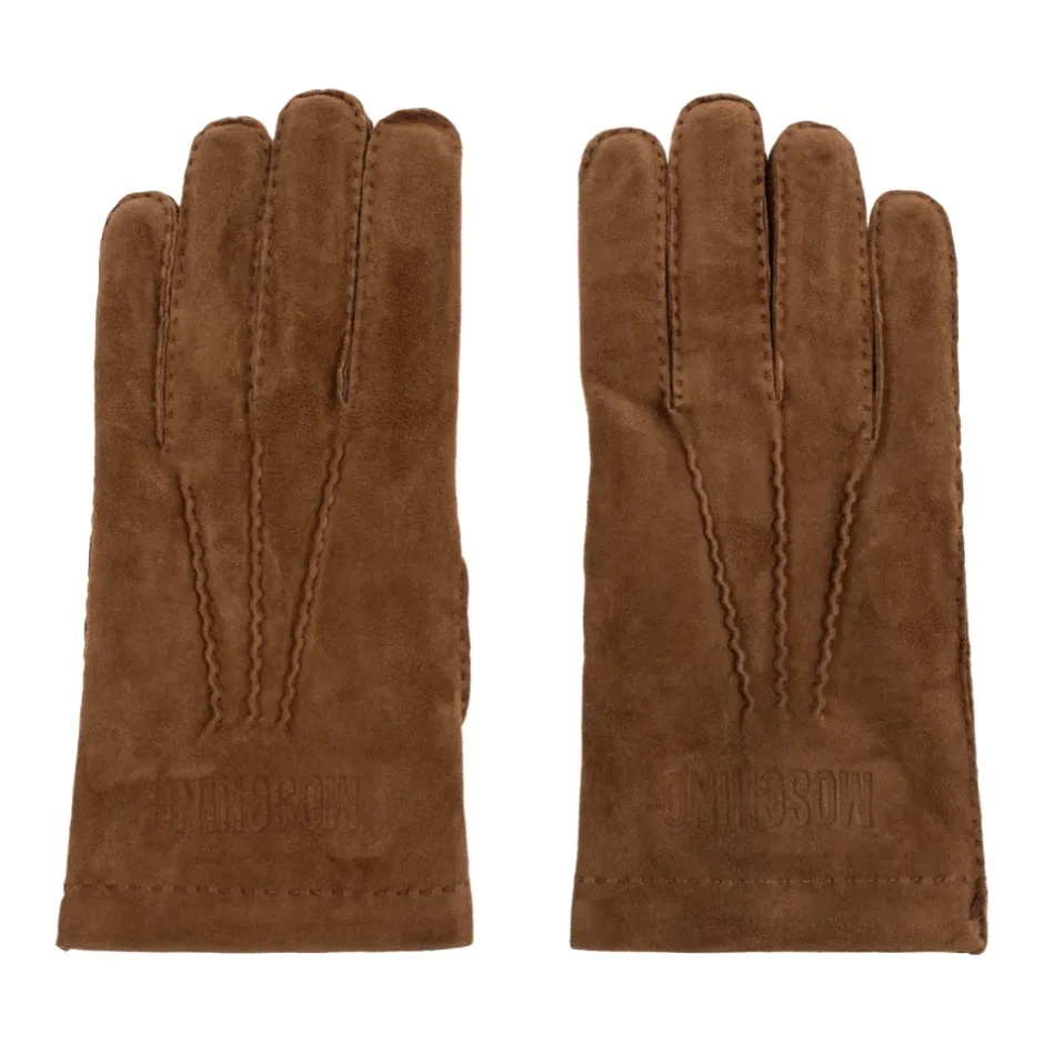 Suede handsker med broderet logo Dame Handsker|Handsker