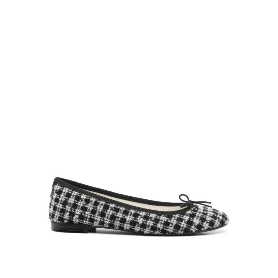 Outlet Tweed Ballerina Ballet Flats Noir Dame Ballerina Sko