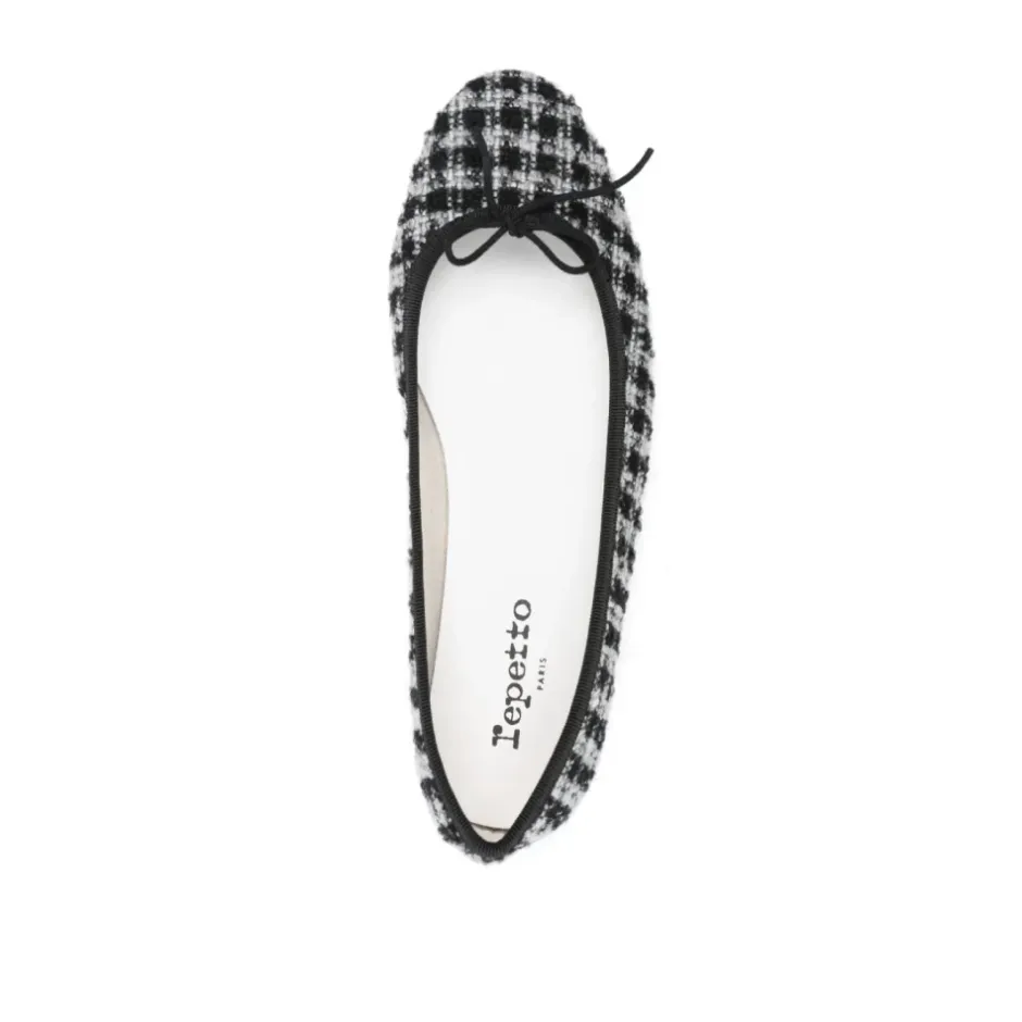Outlet Tweed Ballerina Ballet Flats Noir Dame Ballerina Sko