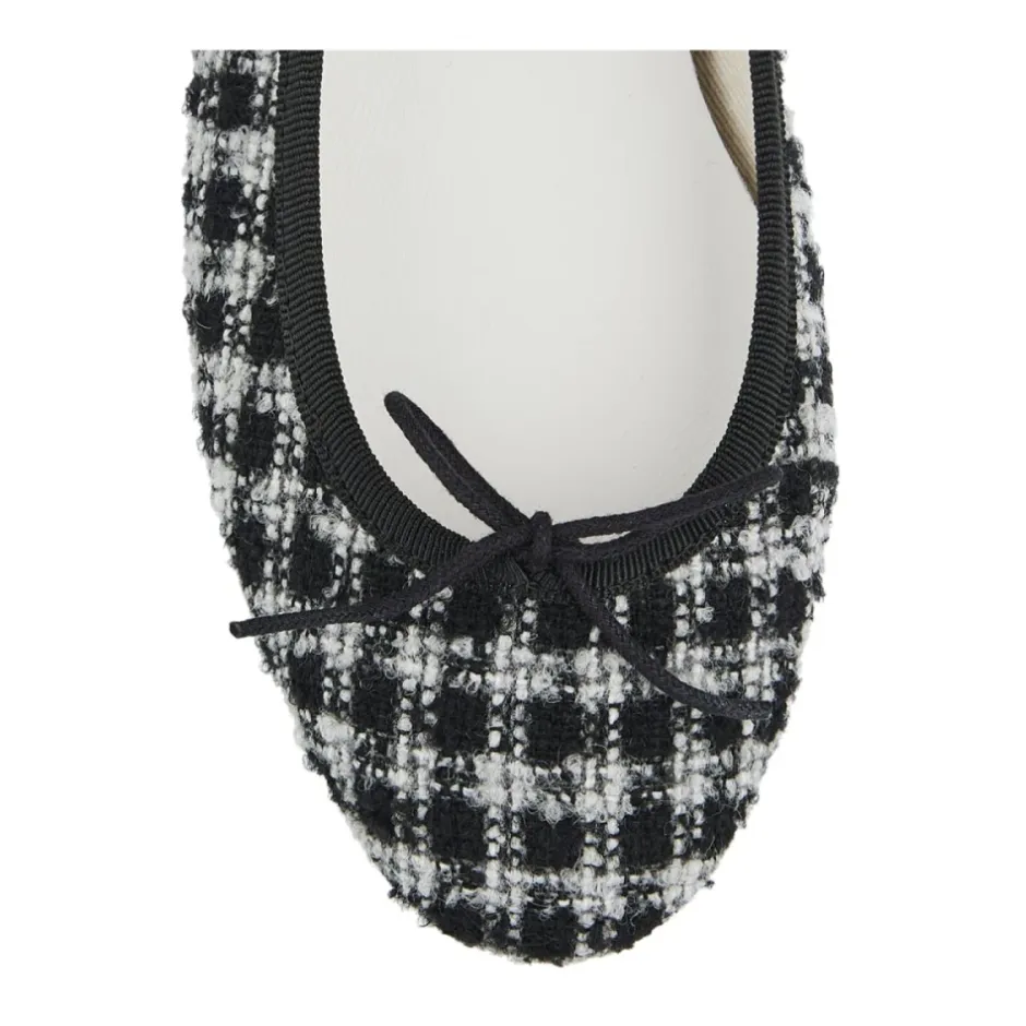 Outlet Tweed Ballerina Ballet Flats Noir Dame Ballerina Sko