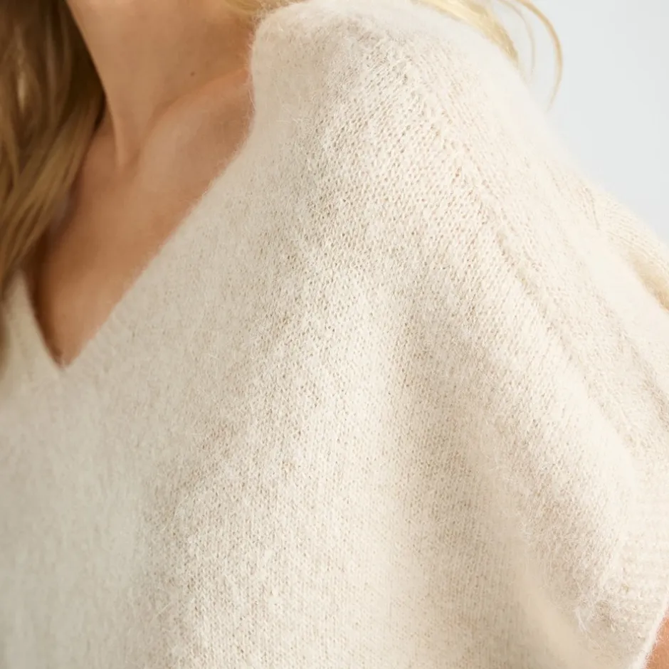 Vid V-hals Sweater Dame Striktrøjer & Sweatere