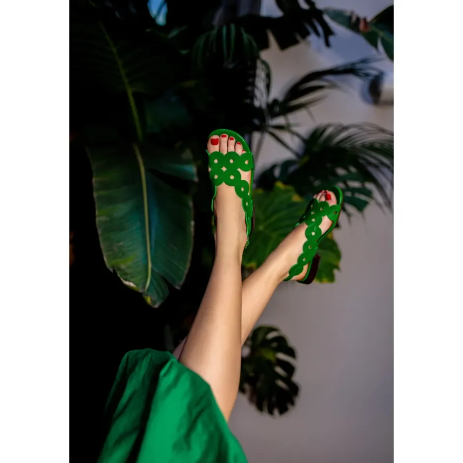 Vintage Patent Læder Sandal Dame Sandaler
