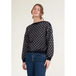 Discount Wava Sweater - Mørke Strik Dame Striktrøjer & Sweatere