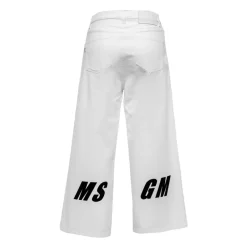Sale Wide-Leg Cropped Bukser med Logo Dame Jeans