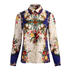 Clearance Willa Langærmet Silke Bluse med Skjult Stolpelukning Dame Bluser & Skjorter