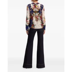 Clearance Willa Langærmet Silke Bluse med Skjult Stolpelukning Dame Bluser & Skjorter