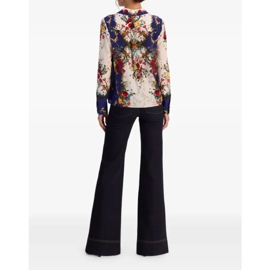 Clearance Willa Langærmet Silke Bluse med Skjult Stolpelukning Dame Bluser & Skjorter
