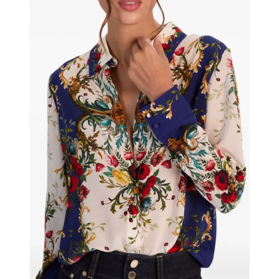 Clearance Willa Langærmet Silke Bluse med Skjult Stolpelukning Dame Bluser & Skjorter