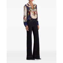 Clearance Willa Langærmet Silke Bluse med Skjult Stolpelukning Dame Bluser & Skjorter