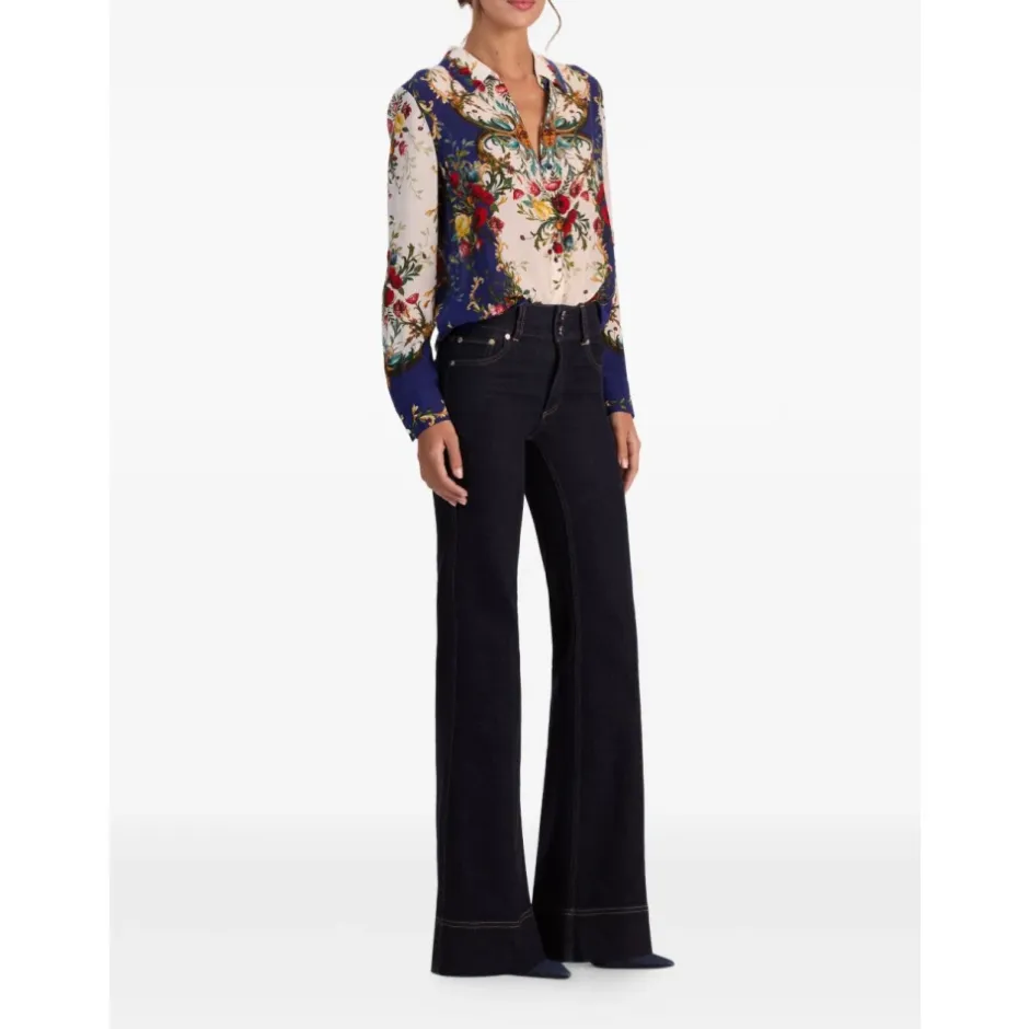 Clearance Willa Langærmet Silke Bluse med Skjult Stolpelukning Dame Bluser & Skjorter