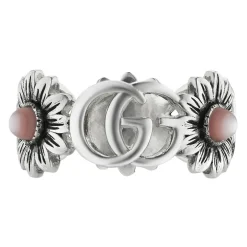 Best YBC527394002 - Ring i sterlingsølv og lyserød perlemor med dobbelt G og blomstermotiv Dame Smykker